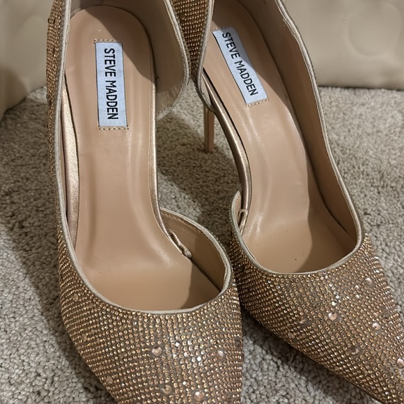 NWT steve madden rose gold rhinestone studded heels - Picture 3 of 7